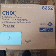 Chix 8252 Cotton Food Service Towels - WHT/RD (150/CT) New - £23.46 GBP