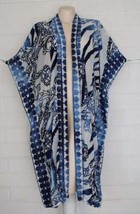 New NWT Chico&#39;s S/M Calm Blue Knit Filigree Burnout Long Ruana Jacket - $48.46