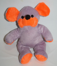 Kuddle Me Toys Lavender Plush Mouse 8&quot; Neon Orange Ear Soft Stuffed Animal Rat - £10.66 GBP
