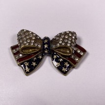 Sweet Romance USA American Flag Bow Pin Flag Brooch United States Vtg - £25.54 GBP