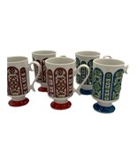 Vintage set Of 5 Arnart Norte Dame 5th Ave. 2544 footed Coffee Mugs 1970&#39;s - $51.43