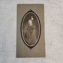Antique Cabinet Card Young Woman Beaver Hat 3/4 Length Portrait Photo Teen - £11.89 GBP