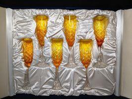 Faberge  Odessa Yellow Gold  Colored Crystal Champagne Flutes  NIB image 2