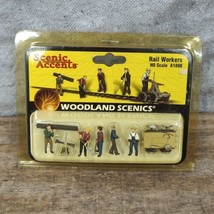 HO Scale Woodland Scenics A1898 Rail Workers Figures Scenic Accents Hand Cart - $33.82