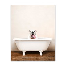 English Bulldog Bathroom Art Poster Print,Funny Cute Unique Bathroom Bathtub Dog - £18.31 GBP