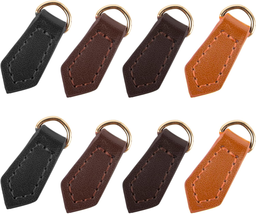 Pack of 8 Leather Zipper Pulls Puller Heads Replacement for Handbags Luggage 4 C - £7.34 GBP
