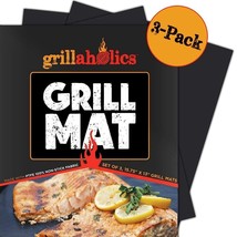 Grill Mat - Set Of 3 Heavy Duty Bbq Grill Mats - Non Stick, Reusable And Dishwas - £36.88 GBP