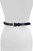 MSRP $78 Rebecca Minkoff Chain Trim Leather Belt in Black Size Medium - £16.84 GBP