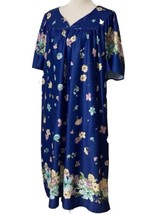 CW Classics Muu Muu Housedress Blue Foral Pockets Women&#39;s One Size Fits Most - $20.88