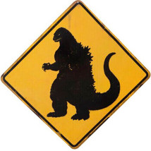 Godzilla Crossing Metal Wall Door Sign 18 Inch Godzilla Memorabilia New - $41.15 CAD