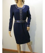 ST JOHN EVENING Marie Gray VTG Blue Embellished Sheath Dress 4 Pailettes... - £216.36 GBP