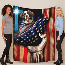 Cute St. Bernard Dog Patriotic Flag USA Blanket Christmas Gift For Dogs Lover - $59.35+