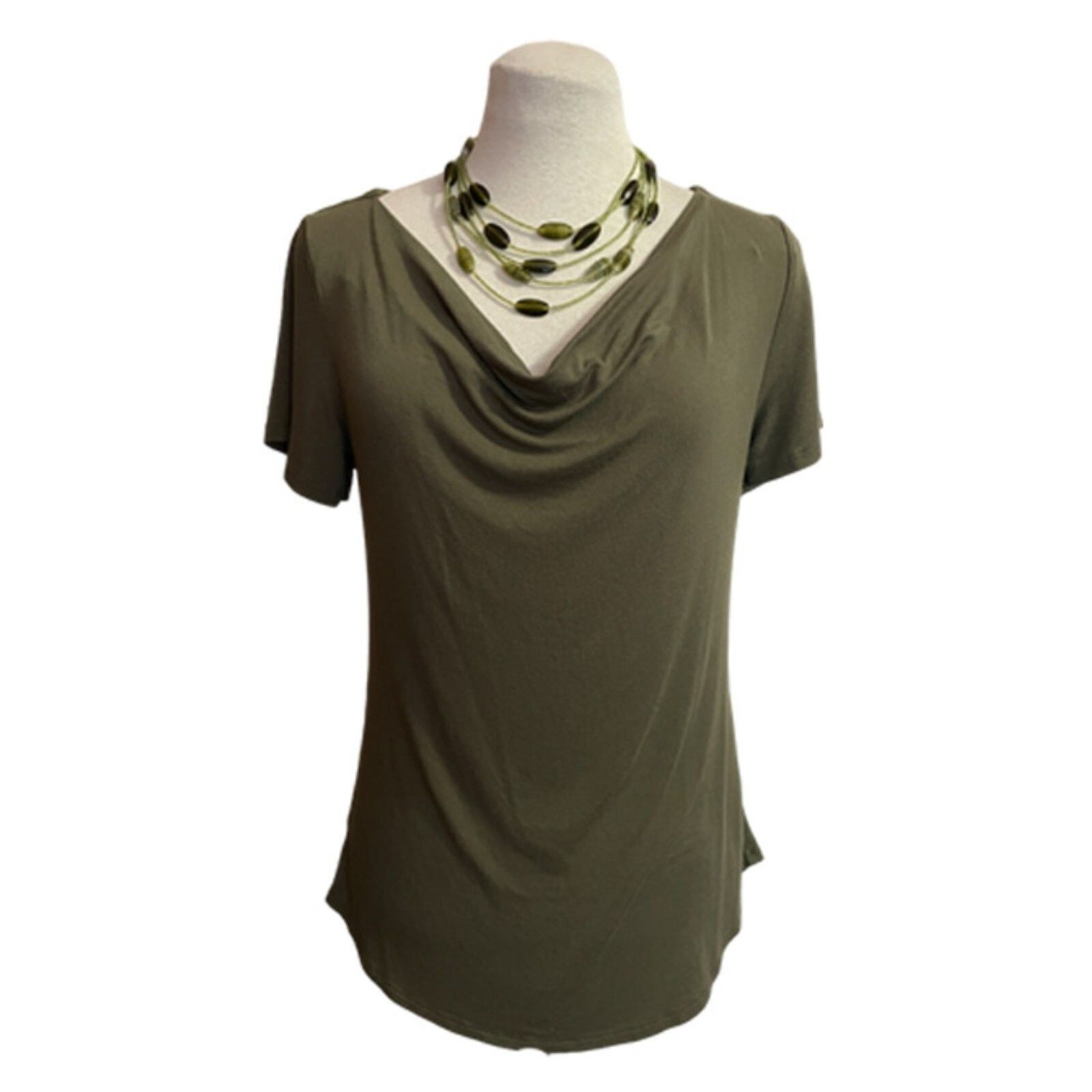 Cato Vintage 90&#39;s Drape Front Short Sleeve Green Top Size XS - $14.85