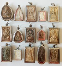 15 Thai Buddhist Buddha Buddhism Clay Amulet Jewelry Charms Pendants - £28.48 GBP