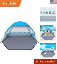 Portable Beach Shade Canopy for 3 | Lightweight, UV Protection &amp; Water-R... - $55.50