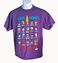 DC Comics &quot;Superhero&#39;s Have Issues Too&quot; Joker Superman Batman Shirt Purp... - £7.79 GBP