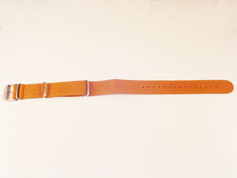 LIGHT BROWN / TAN MILITARY LEATHER ONE PIECE WATCH BAND 18MM to 24MM STR... - $22.86