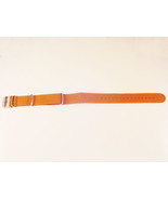 LIGHT BROWN / TAN MILITARY LEATHER ONE PIECE WATCH BAND 18MM to 24MM STR... - £17.69 GBP