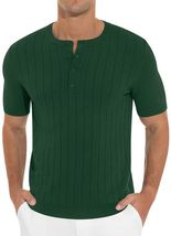 NITAGUT Mens Slim Fit Henley Shirt Short Sleeve Button Dark Green Size M - $234.98 MXN NITAGUT Mens Slim Fit Henley Shirt Short Sleeve Button Dark Green Size M - $234.98 MXN