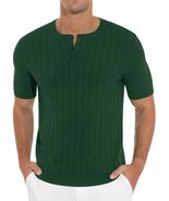 NITAGUT Mens Slim Fit Henley Shirt Short Sleeve Button Dark Green Size M - €10,96 EUR NITAGUT Mens Slim Fit Henley Shirt Short Sleeve Button Dark Green Size M - €10,96 EUR