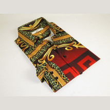 Men Sports Shirt by DE-NIKO Long Sleeves Fashion Print Soft Modal DNK6902 Red image 3