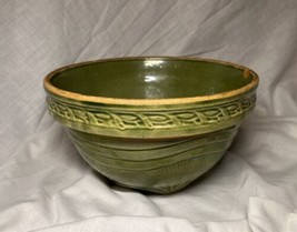 Antique Mid-Sized Green-Colored Glazed Pottery/Stoneware Mixing Bowl ~8 ... - $20.00