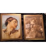 Vintage Two Florentine Wood Gold Plaques Prints of Adam &amp; Eve Italy Ital... - $120.25
