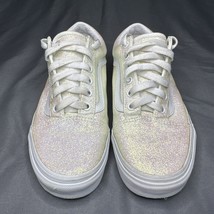 Vans Women&#39;s Old Skool Lurex Glitter Silver True White Striped shoes Size 5.5 - £17.19 GBP