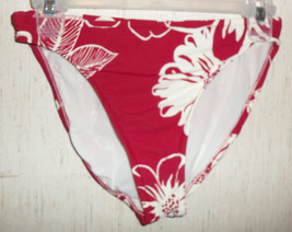 NEW WOMENS JANTZEN MAROON RED W/ WHITE FLORAL BIKINI SWIMSUIT BOTTOM   S... - $23.33