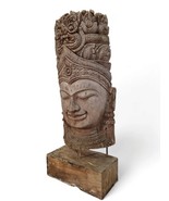 Thailand Teak Wood Bust Antique Statue Antique Wood Decoration Carving T... - £694.56 GBP