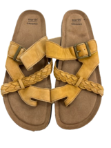 Earth Origins Womens Orono Foster Amber Yellow Leather Slip On Sandal Si... - $23.73