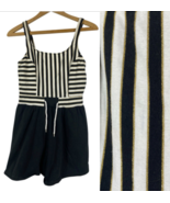 VTG 80s Swimsuit 14 Shorts One Piece Romper Black White Stripe Retro Roc... - $1,710.42 MXN