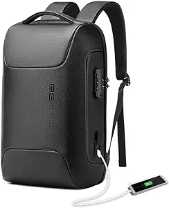 Black Genuine Leather Laptop Backpack For Men?Anti Theft Business Backpa... - $296.99