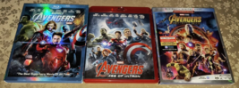 3 Blu-ray - Marvel&#39;s Avengers + Age Of Ultron + Infinity War - Superhero Action - $15.99