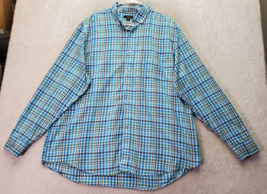 Club Room Shirt Mens 2XL Blue Plaid 100% Cotton Long Sleeve Collared Button Down - £10.91 GBP