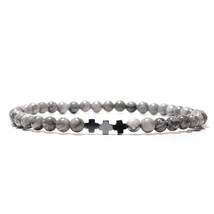 Mens Bracelets 4mm Small Beaded Skull Braslet Natural Hematite Stone Braclet Hom - £13.28 GBP