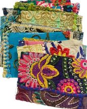 Vintage Handstitched Embroidered Fabric Scraps Bohemian Decorative Swatches Junk - £18.10 GBP+