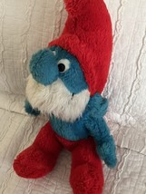 Vintage Plush Papa Smurf Toy Peyo 1980 Toy Stuffed Collectible Wallace B... - $13.84