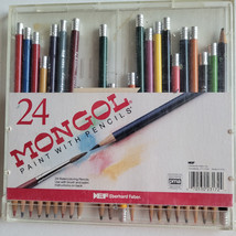 24 Mongol Colored Pencils Eberhard Faber Paint With Pencils Set Incomple... - $26.73