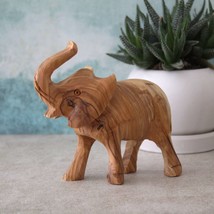 Sacred Beauty: Handcrafted Olive Wood Elephant Sculpture from the Holy Land - Sy - £47.14 GBP