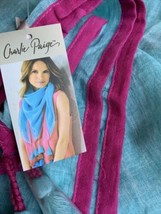 NEW Charlie Paige Scarf Blue Pink Fringe Cotton Lightweight NWT Gift - £15.02 GBP