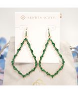 Kendra Scott Sophee Gold Plated Green Cubic Zirconia Large Drop Earrings NWT - $93.56