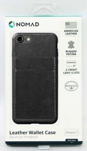 NEW Nomad iPhone 8/7 Slate Gray LEATHER Wallet Case 2-Card Slot Patina Minimal - £7.38 GBP