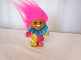 Russ Troll Doll Pink Hair Brown Eyes Happy Birthday Clown  5&quot; - £9.50 GBP