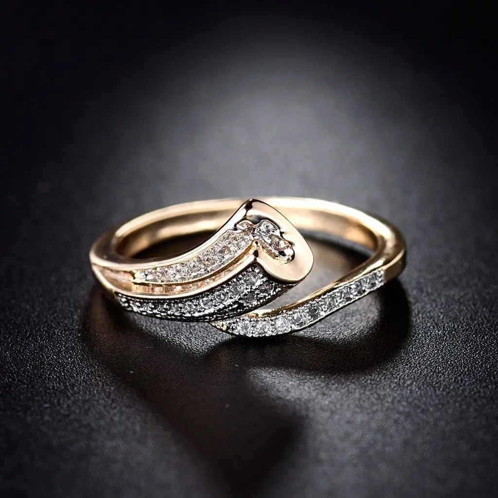 18K Gold Natural Diamond Bague Ring Anillos Bizuteria 18K Yellow Gold Diamond Ri - £21.31 GBP