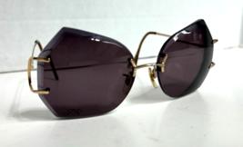 Vintage TURA Large Irregular Purple Lense Rimless Sunglasses, Gold Frame... - $27.95