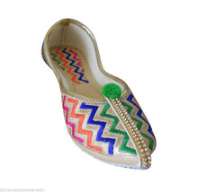Women Shoes Indian Handmade Mojari Multicolor Pointy Flats Jutties US 5 - £36.18 GBP