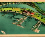 Vtg Linen Postcard Belle Isle Detroit Michigan MI - Detroit Yacht Club  - £5.41 GBP