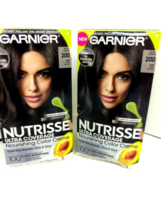 Garnier Nutrisse Nourishing Hair Color Creme #200 DEEP SOFT BLACK LOT 2 boxes - £9.74 GBP