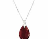 9K White Gold Garnet Teardrop Shape Pendant Necklace, Natural AAA Briole... - $437.34 CAD
